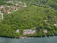 Aerial view of wooded Eagle Heights Woods.